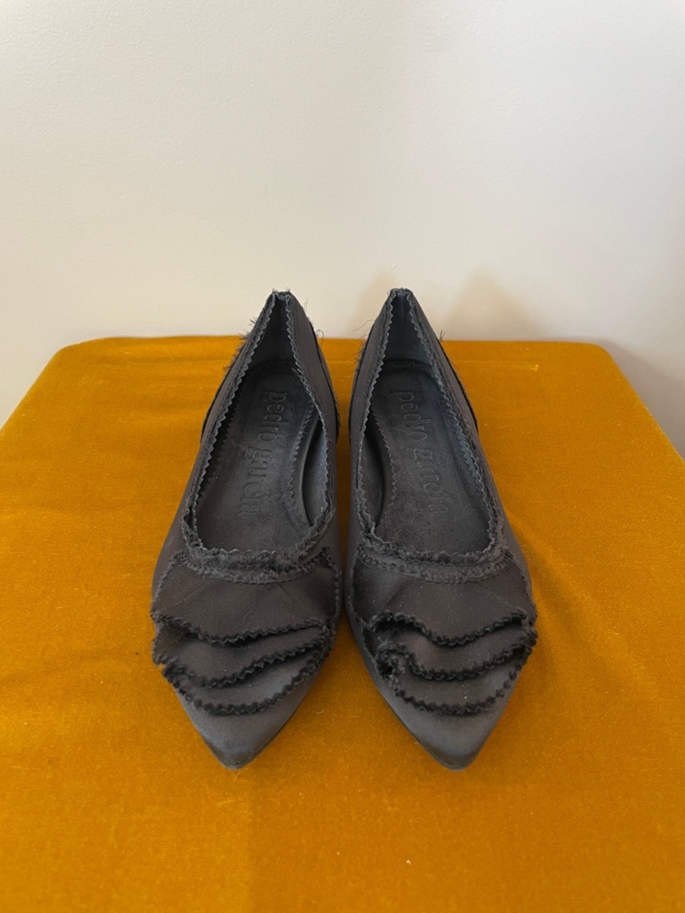 Pedro Garcia Black Satin Flats | Size 7 |